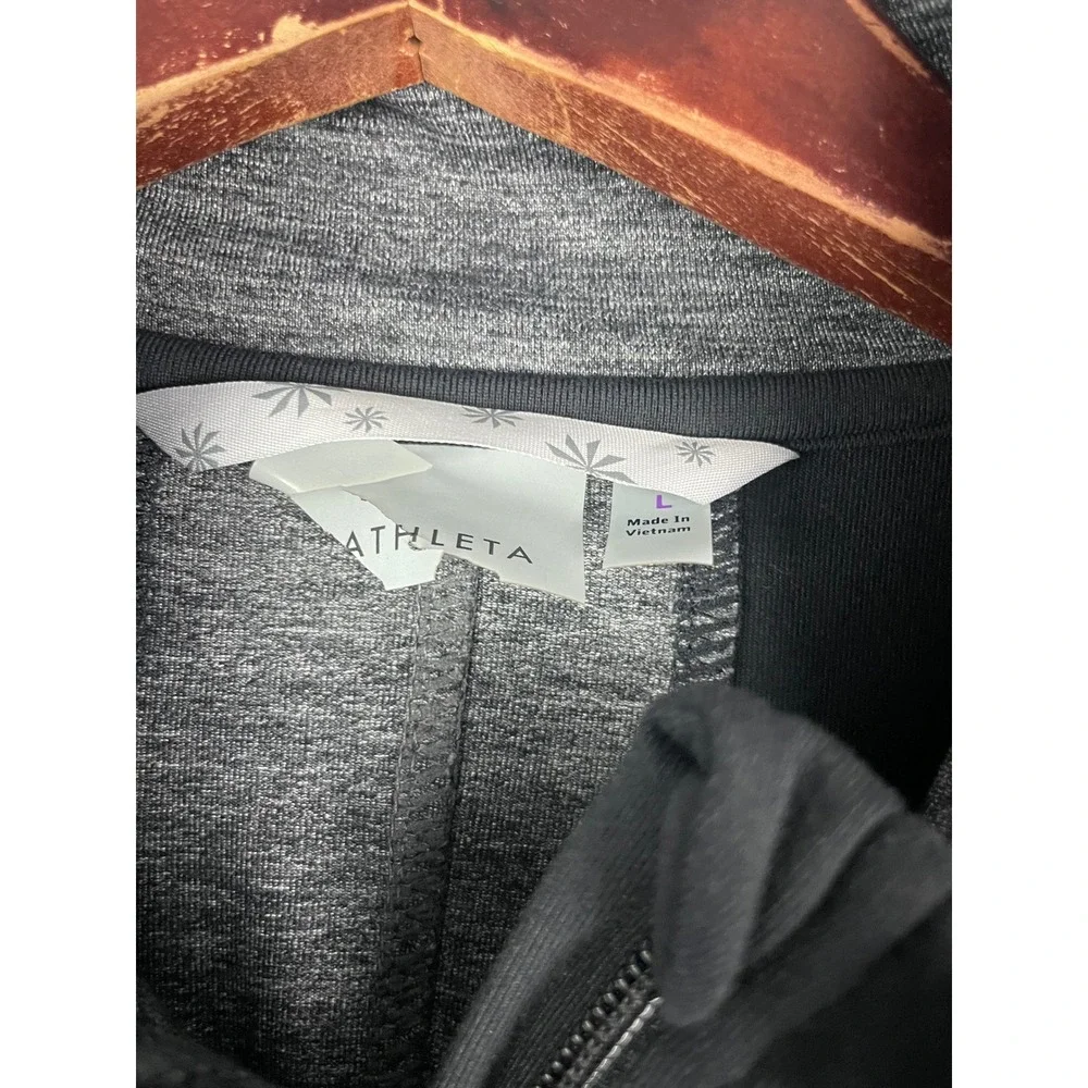 Athleta Black Heather Grey Panel Full Zip Sport Jacket Women's Size L Activewear